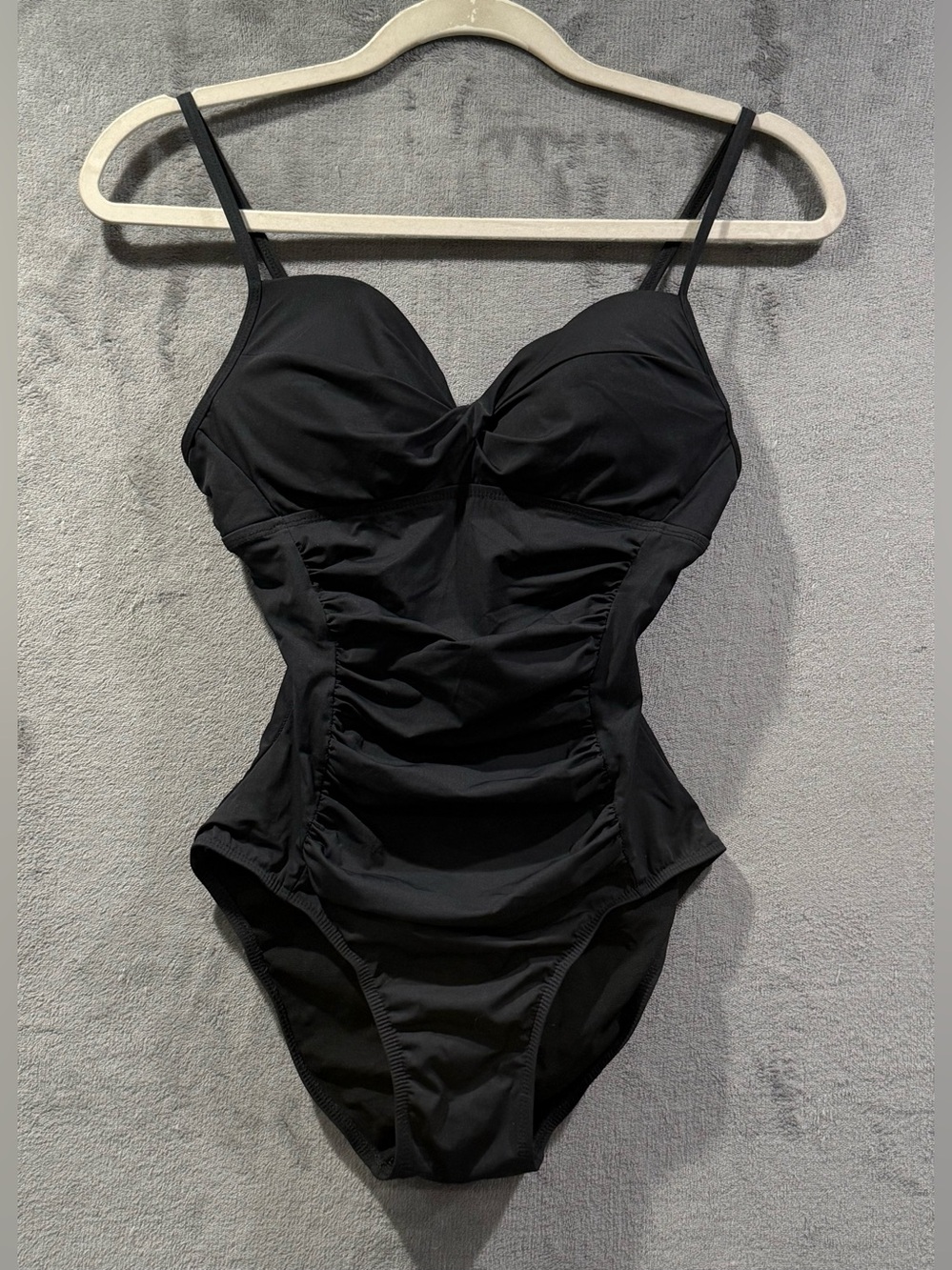 SPANX Love Your Assets Size S Black Ruched Push Up Swimsuit By Sara Blakely